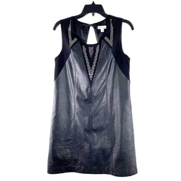 Nicole Richie for Impulse Black Faux Leather Studded Sleeveless Dress Size 6 - Picture 1 of 11